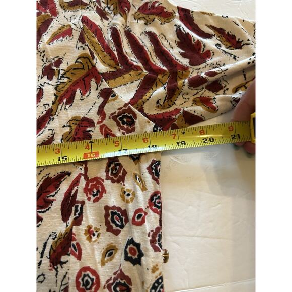 NWT Soft Surroundings Tunic Small Brown Fall Print Gold Button Side Knit Sleeves - Picture 13 of 14